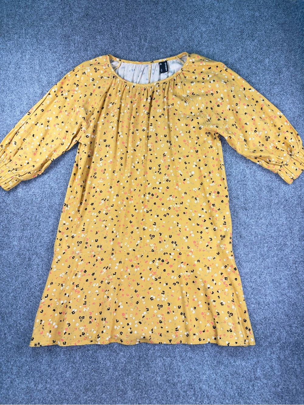 Hering Mustard Yellow Floral Shift Dress made in Brazil size S